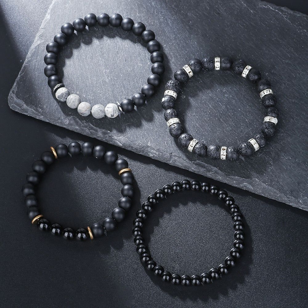 Handmade Geometric Round Stone Bracelet for Men and Women