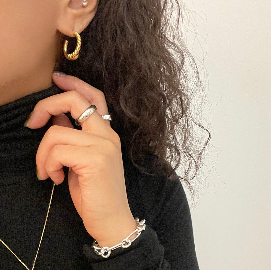 Minimalist 925 Sterling Silver Round Woven Hoop Earrings for Women