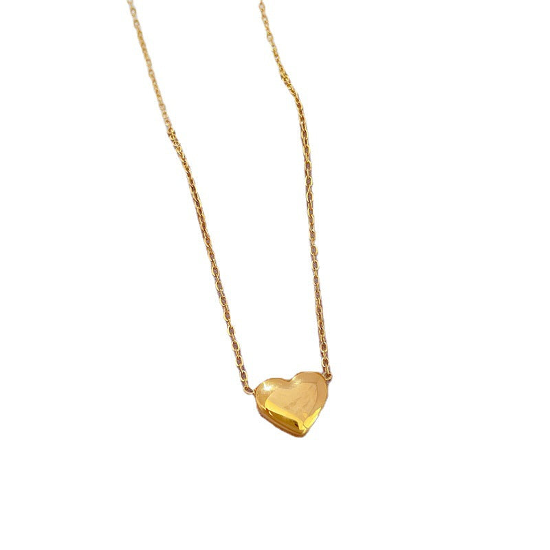 Gargantilla dulce, fresca, con baño de titanio y diseño de corazón geométrico para mujer