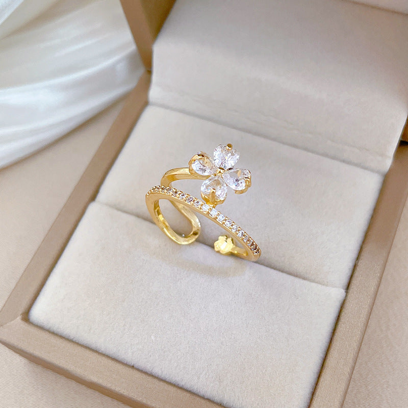 Anello da donna in ottone placcato oro a forma di corona in stile fumetto, anello aperto regolabile alla moda