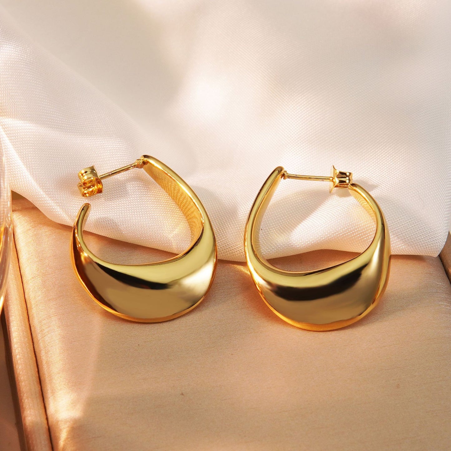 Elegant Irregular Geometric Gold Plated Stainless Steel Earrings for Women
