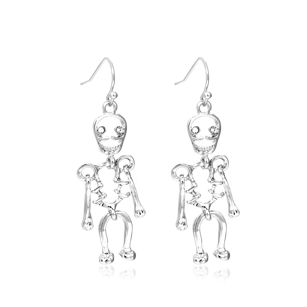 Pendientes de Araña y Calavera con Temática de Halloween y Motivo de Calabaza en Aleación con Acabado Chapado en Oro para Uso Unisex