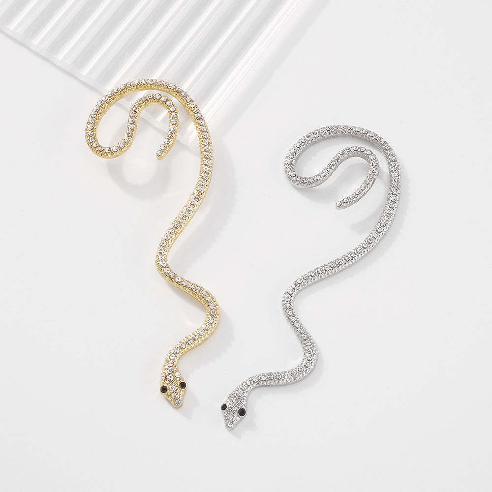 Pendientes de Oreja sin Perforación con Circonitas en Forma de Serpiente Geométrica Retro Minimalista de Acero Inoxidable Hipoalergénicos para Mujer