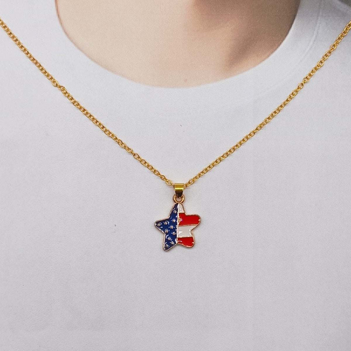 Set di orecchini e collana in lega a forma di cuore e stella a goccia d'olio, stile alla moda, unisex