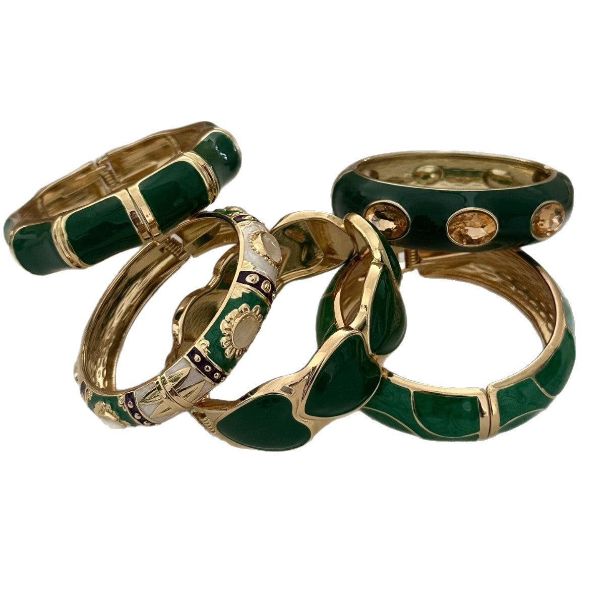 Colorful Drip Oil Heart Geometric Grid Alloy Bracelet