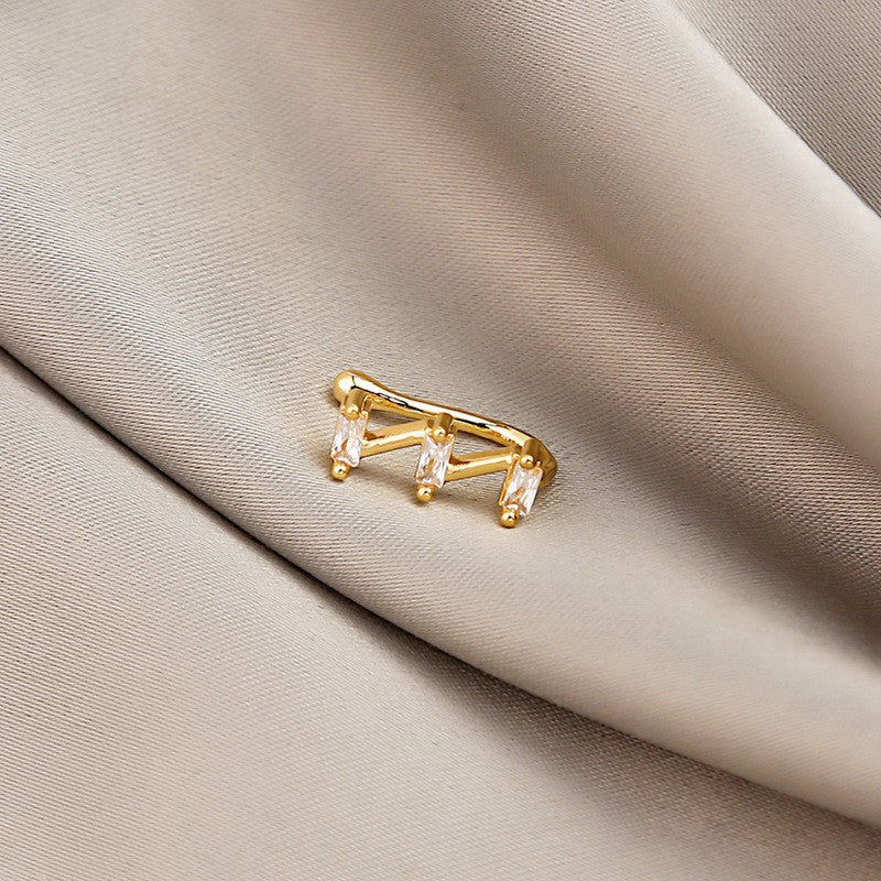 Minimalist Geometric U-Shaped Nose Clip Brass 18K Gold Plated Cubic Zirconia Adjustable Charm Bar