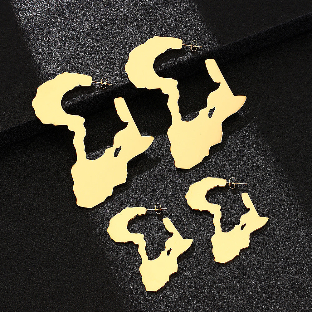 Pendientes étnicos vintage geométricos de acero inoxidable con acabado chapado para mujer