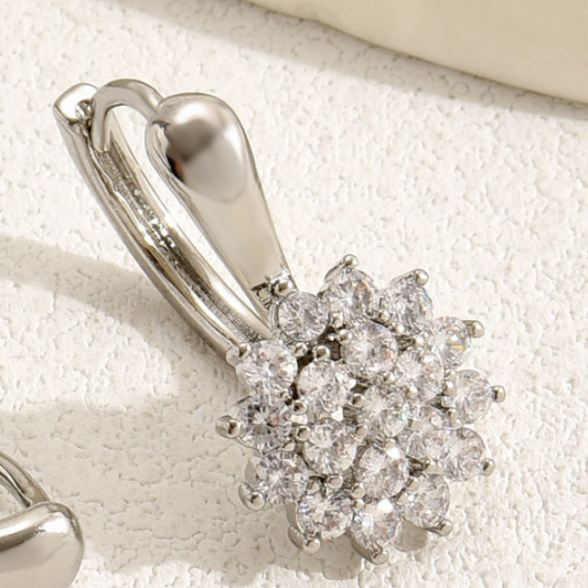 Minimalist Snowflake-Shaped Zircon-Set Copper Earrings for Women with Stainless Steel Posts
