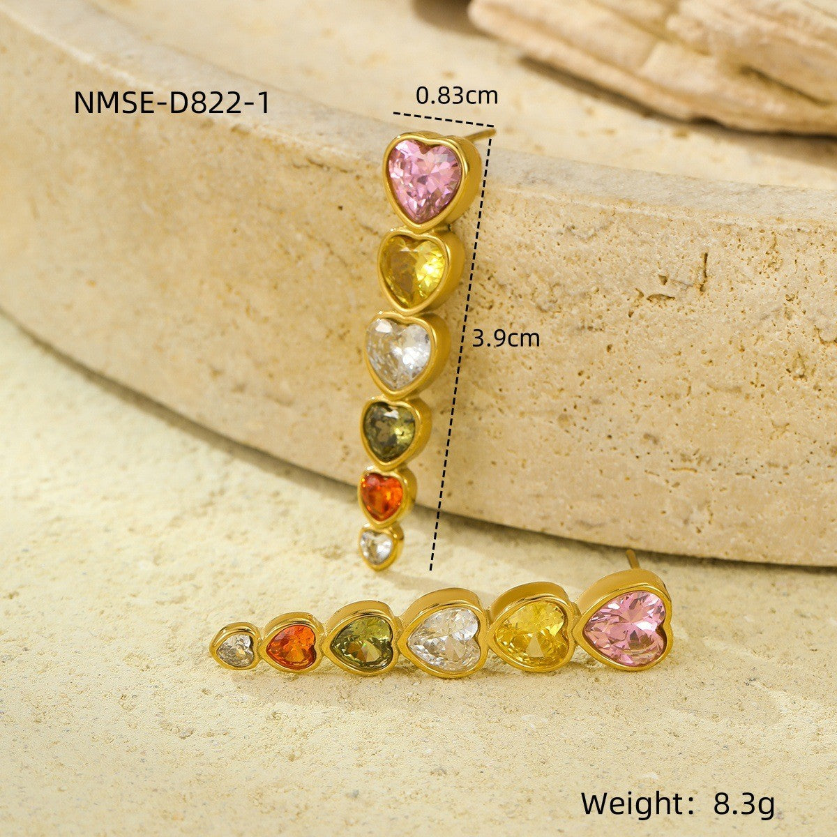 Pendientes de Acero Inoxidable Vintage con Circonitas y Baño de Oro de 18K para Mujer