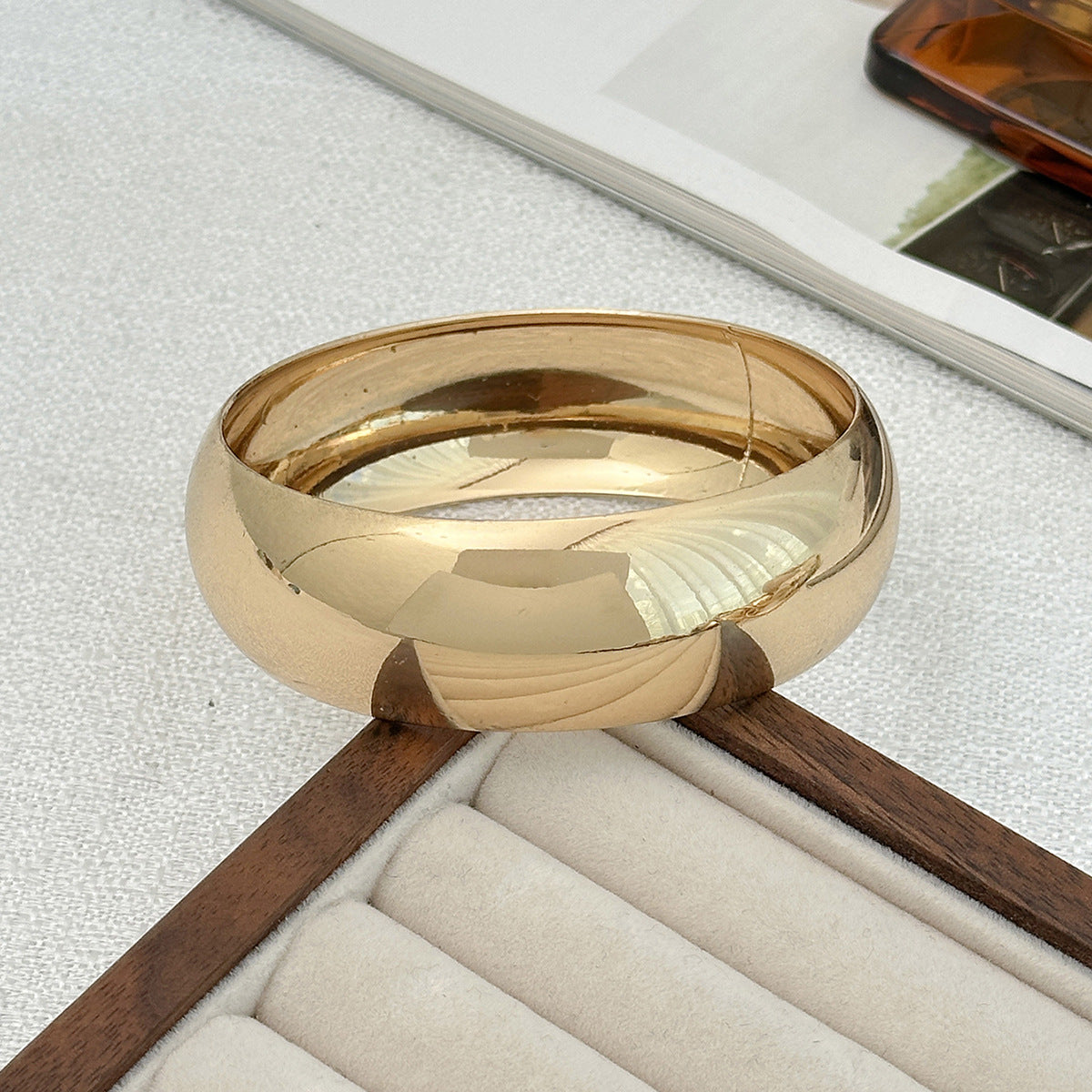 Exaggerated Round Geometric Plated Alloy Wide Cuff Bracelet for Women