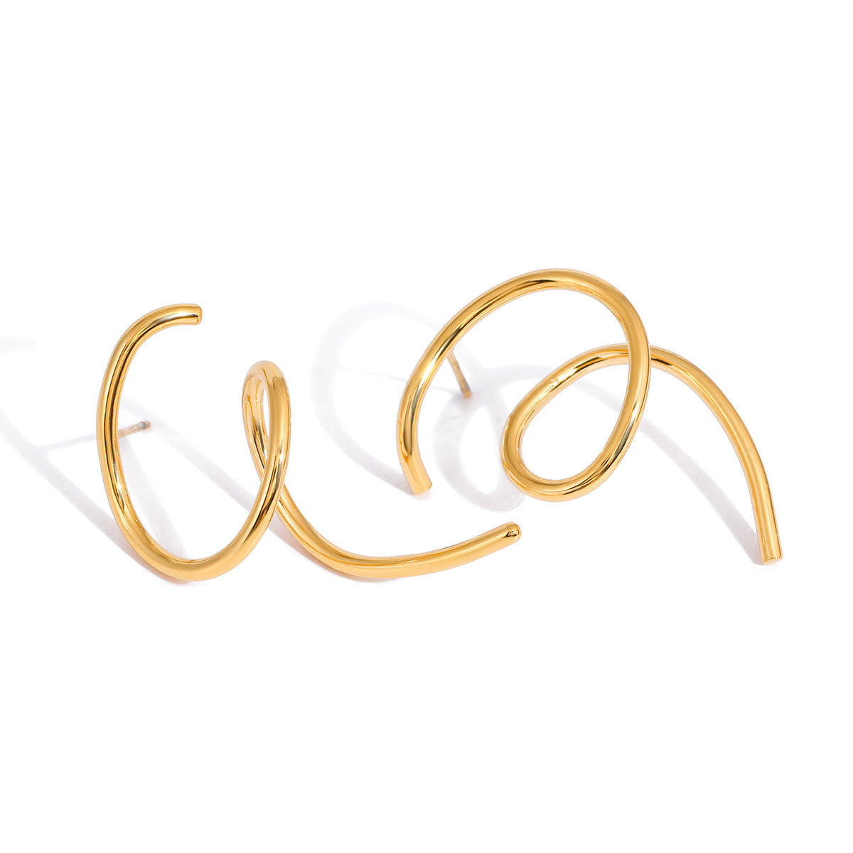 Orecchini a perno da donna in acciaio al titanio, stile linea geometrica, con placcatura in oro PVD sottovuoto, perni ipoallergenici in acciaio inossidabile