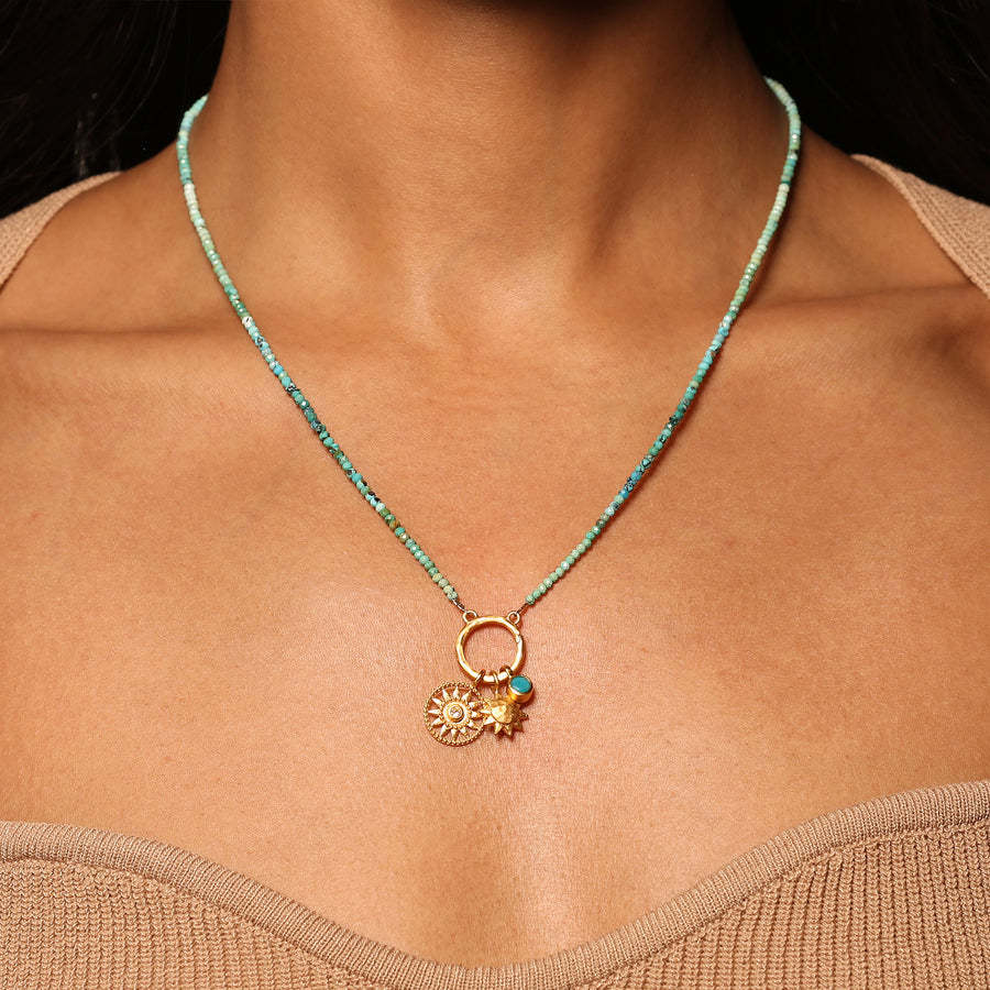 Minimalist 18K Gold Plated Titanium Steel DIY Charm Bar Necklace with Elephant Heart Moon Star Pendants