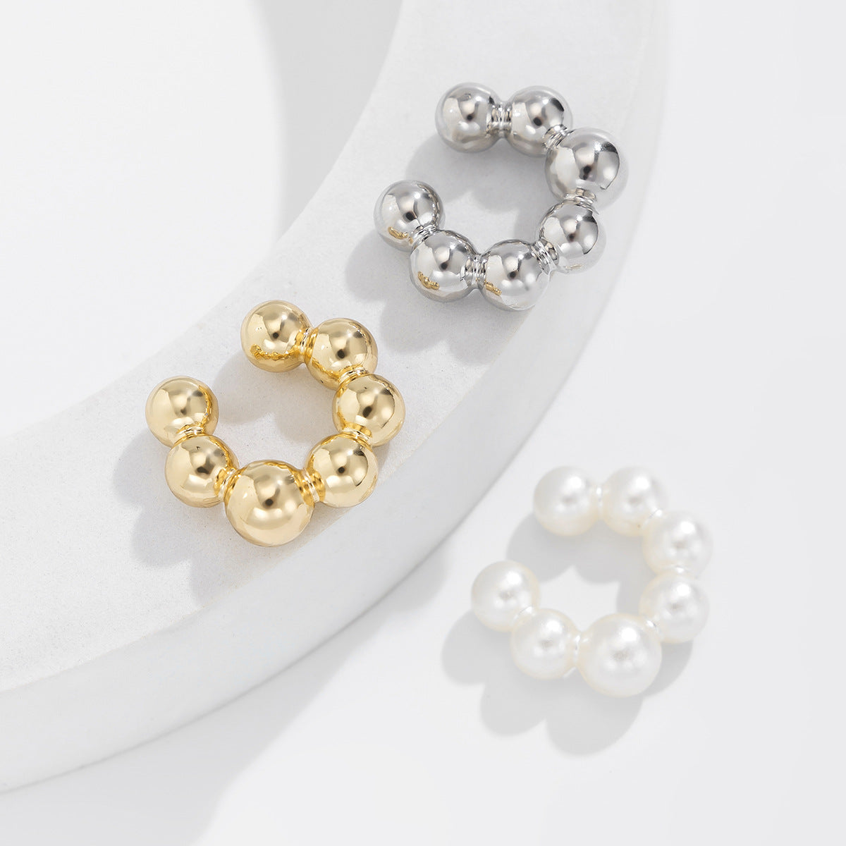 Luxury Elegant Geometric Resin Pearl Plated Earrings for Women