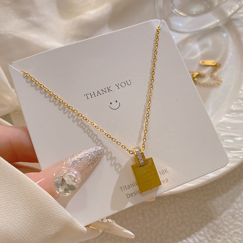 Minimalist Luxury Gold Plated Titanium Steel Square Geometric Necklace for Unisex