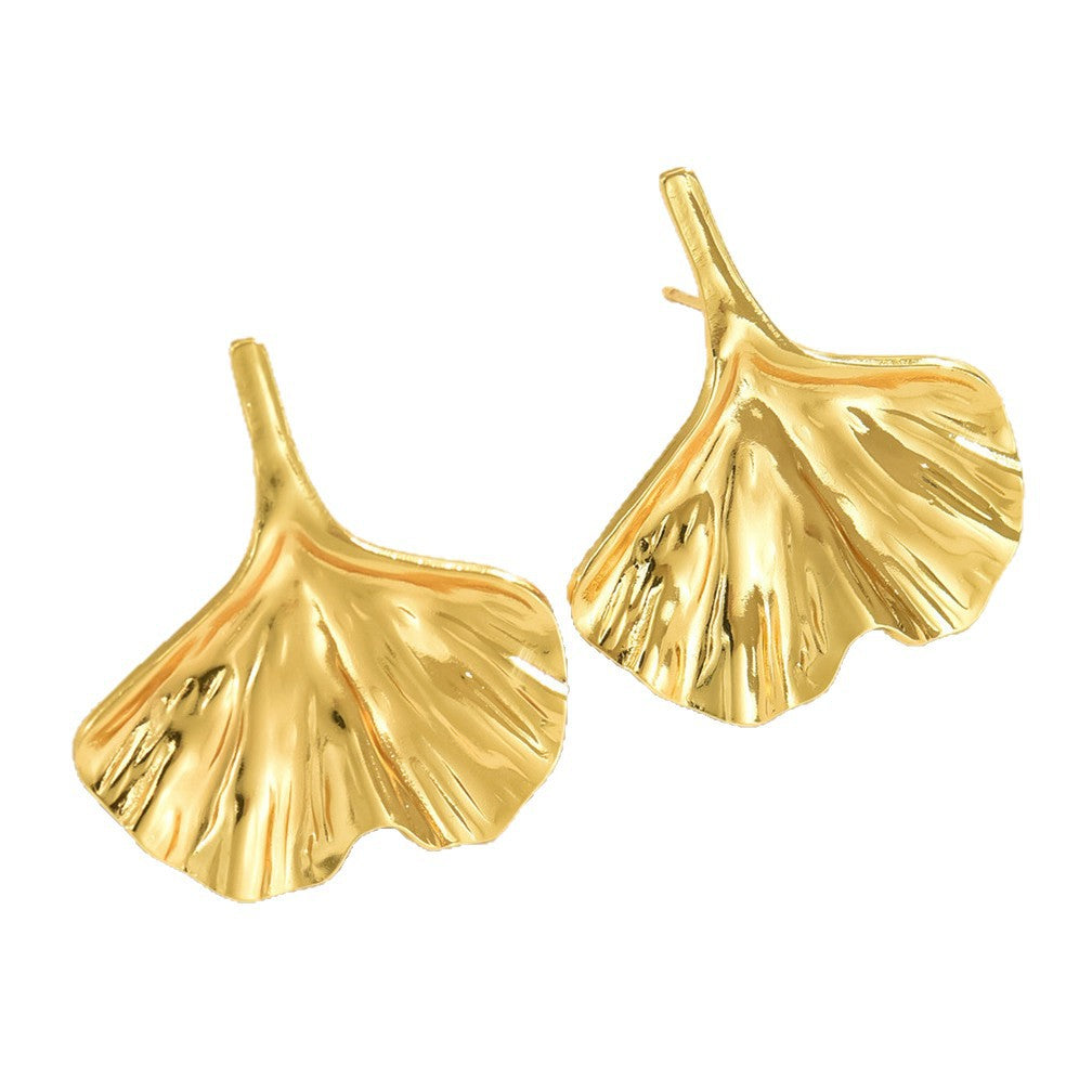 Elegant Stainless Steel Leaf Geometric Earrings for Women