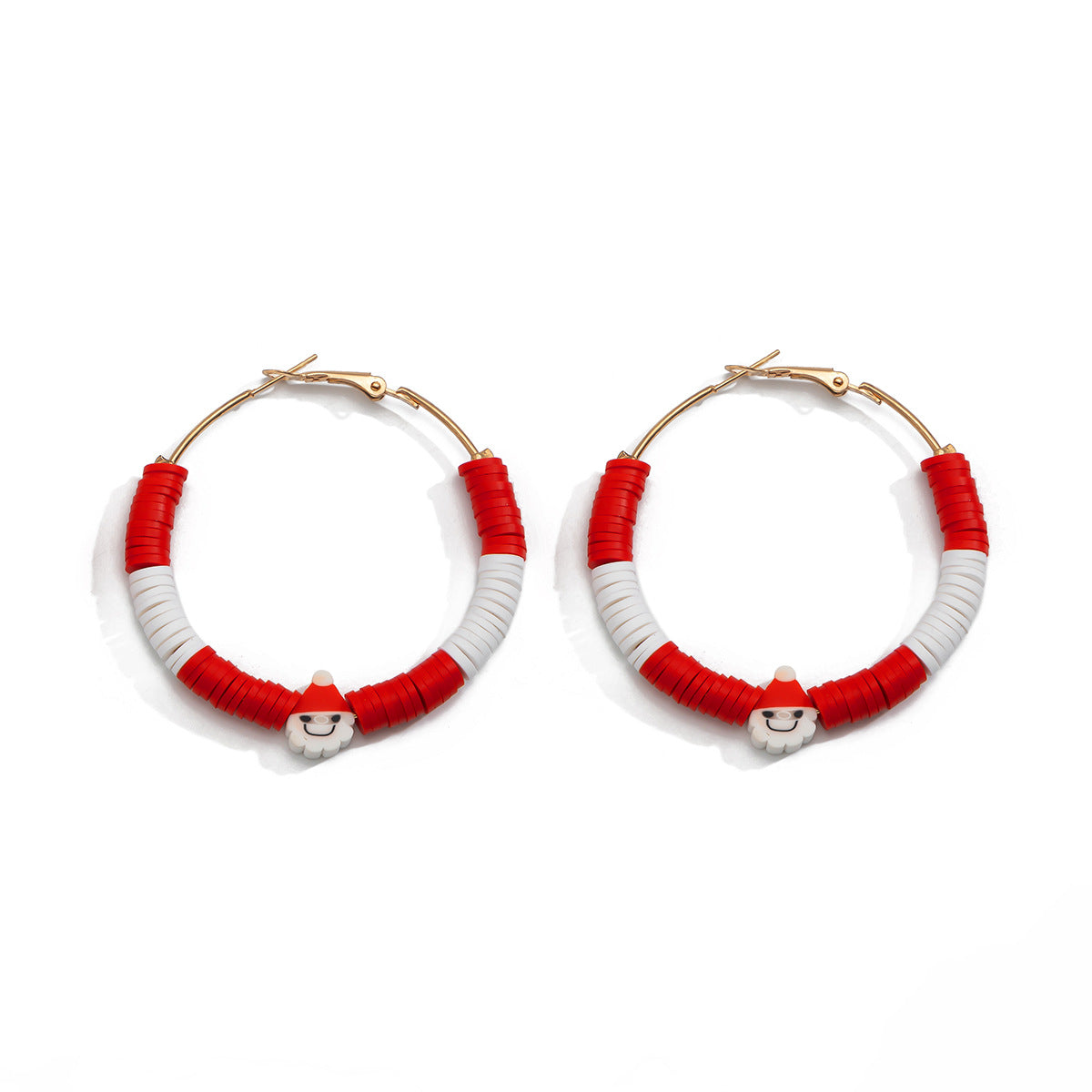 Hand-Painted Geometric Resin Earrings Set with Christmas Bell Charms for Women