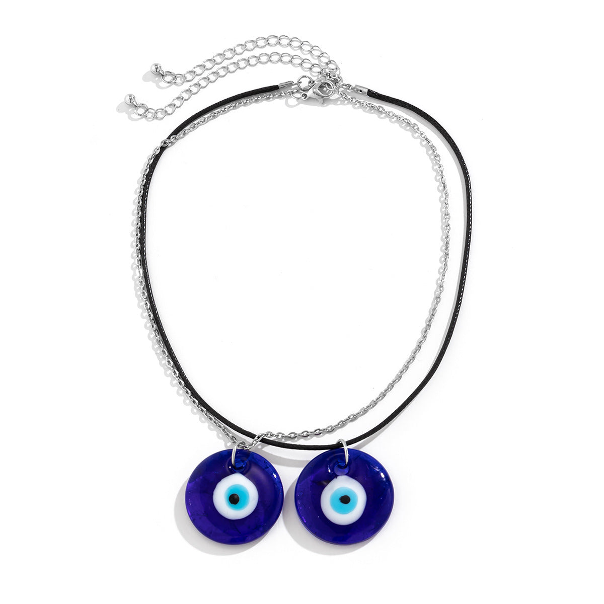 Collana Pendente Vintage Minimalista in Lega con Occhi a Cuore, Catena a Nappe Multistrato Galvanizzata