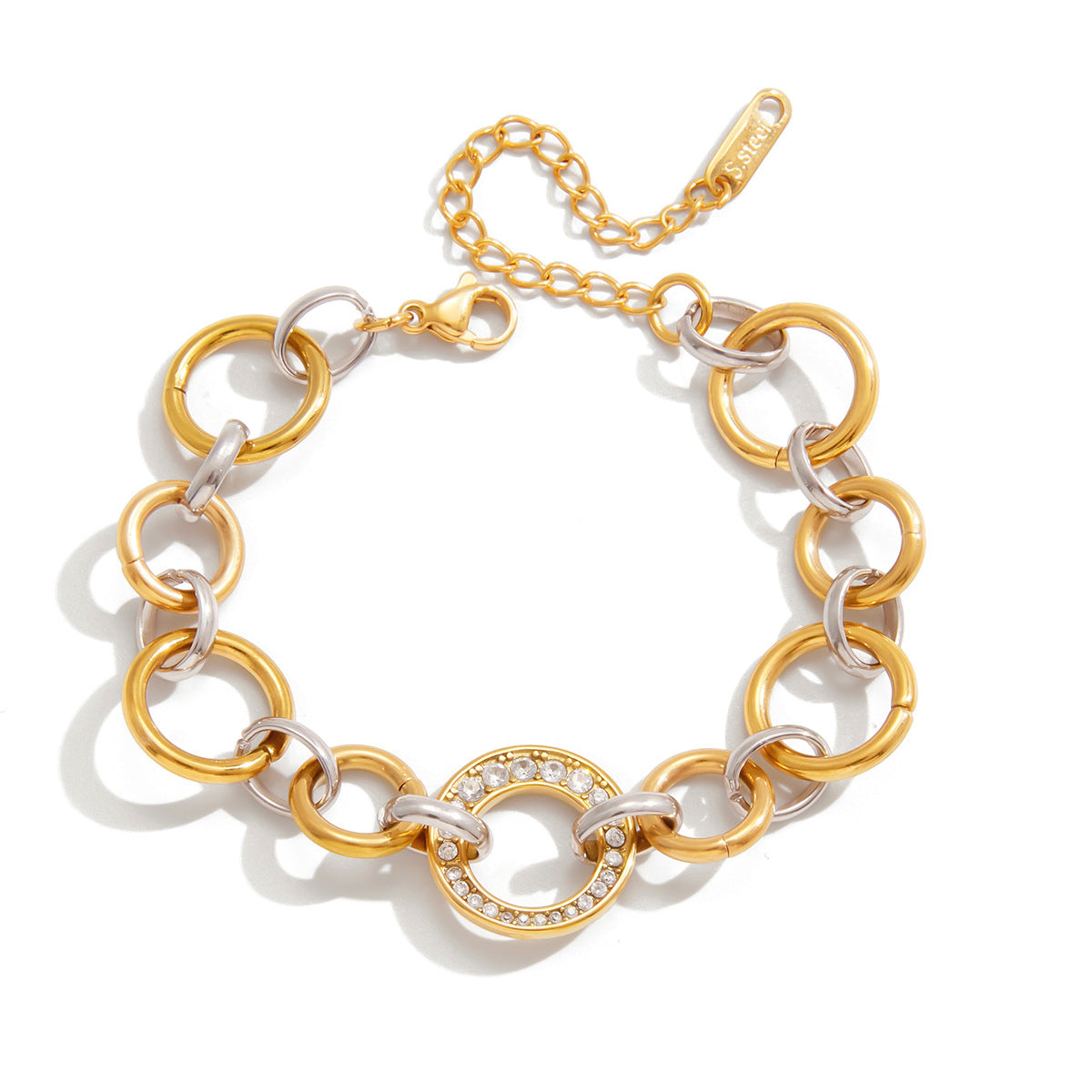 Pulsera chapada de acero inoxidable con diseño geométrico de moda para mujer, con atractivo de lujo minimalista