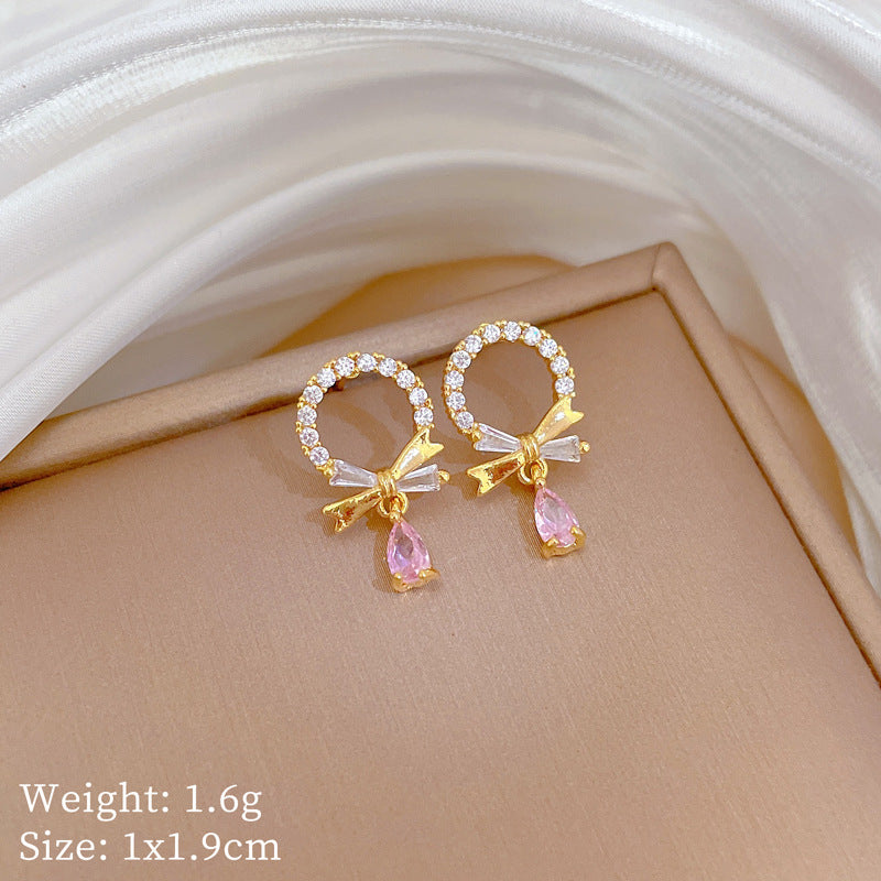 Luxury Titanium Steel Geometric Round Hoop and Teardrop Necklace and Earrings Set for Women Formal Events