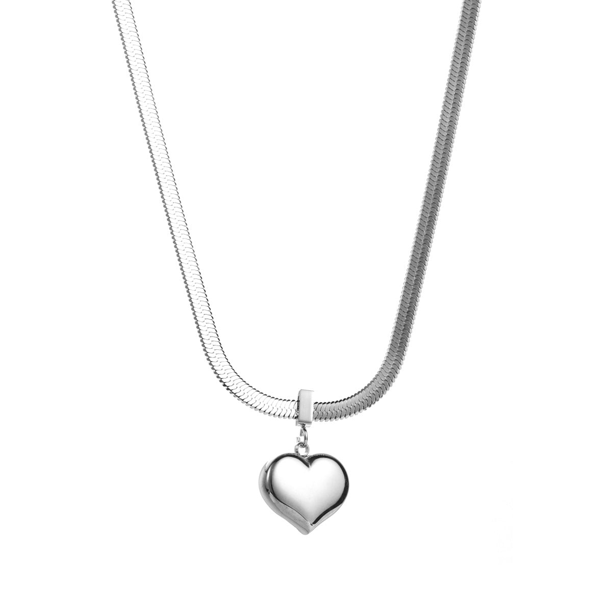 Collana placcata in acciaio inossidabile a forma di cuore, dolce e grintosa, da donna, con estetica minimalista e design a catenina sottile all'altezza della clavicola