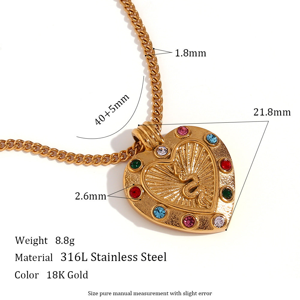 Elegante Conjunto Minimalista de Pendientes y Collar de Acero Inoxidable Chapado en Oro con Dijes de Corazón, Lágrima y Campana para Mujer