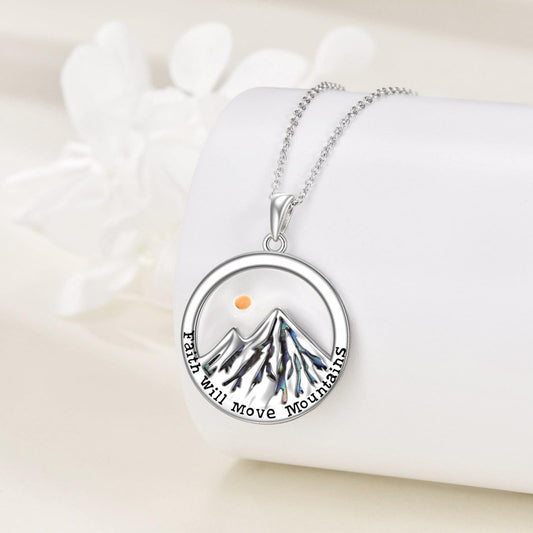 Collana Minimalista con Ciondolo Geometrico a Forma di Collina con Grano di Senape in Acciaio Inossidabile con Finitura Lucida