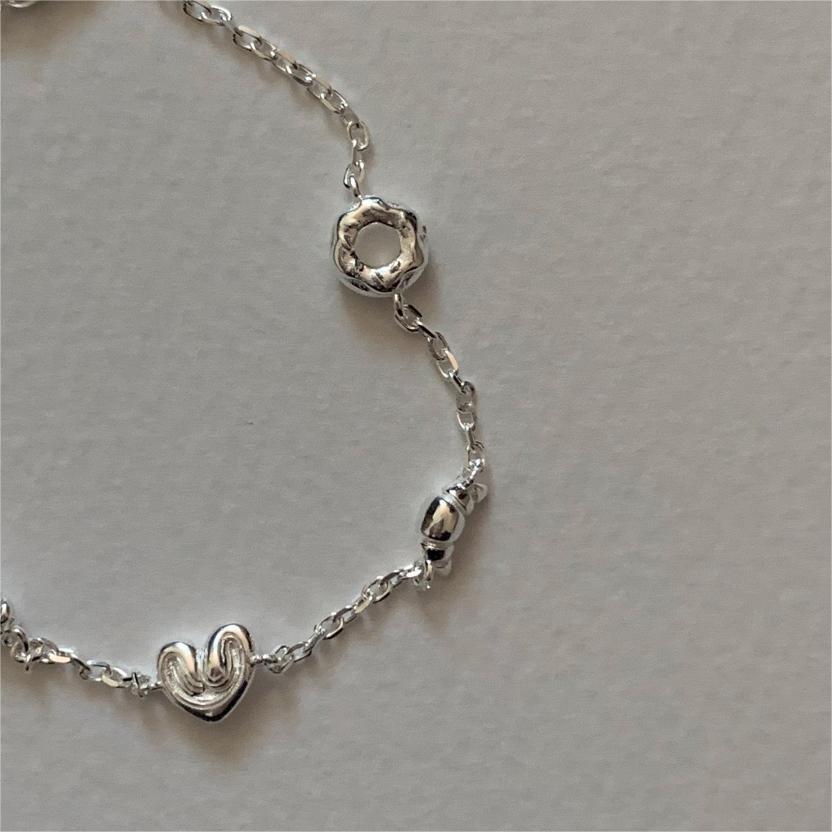 Bracciale geometrico a forma di pane minimalista in argento sterling 925