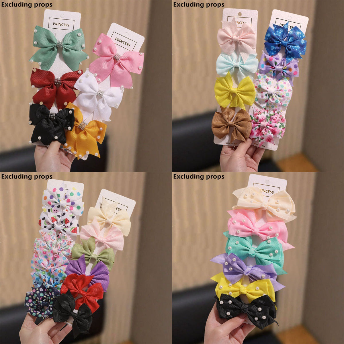 Natural Style Bow-Shaped Hair Clip Set for Girls with Duckbill Clasp and Ruffled Mesh Fabric in Pink, Plastic Resin Hair Accessories