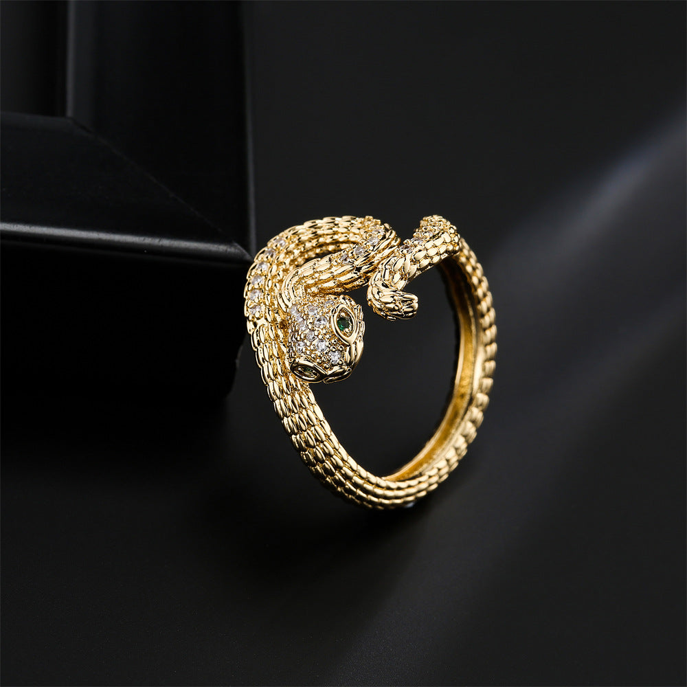 Bohemian Vintage Twisted Snake Ring in Copper with 18K Gold Plating Geometric Design