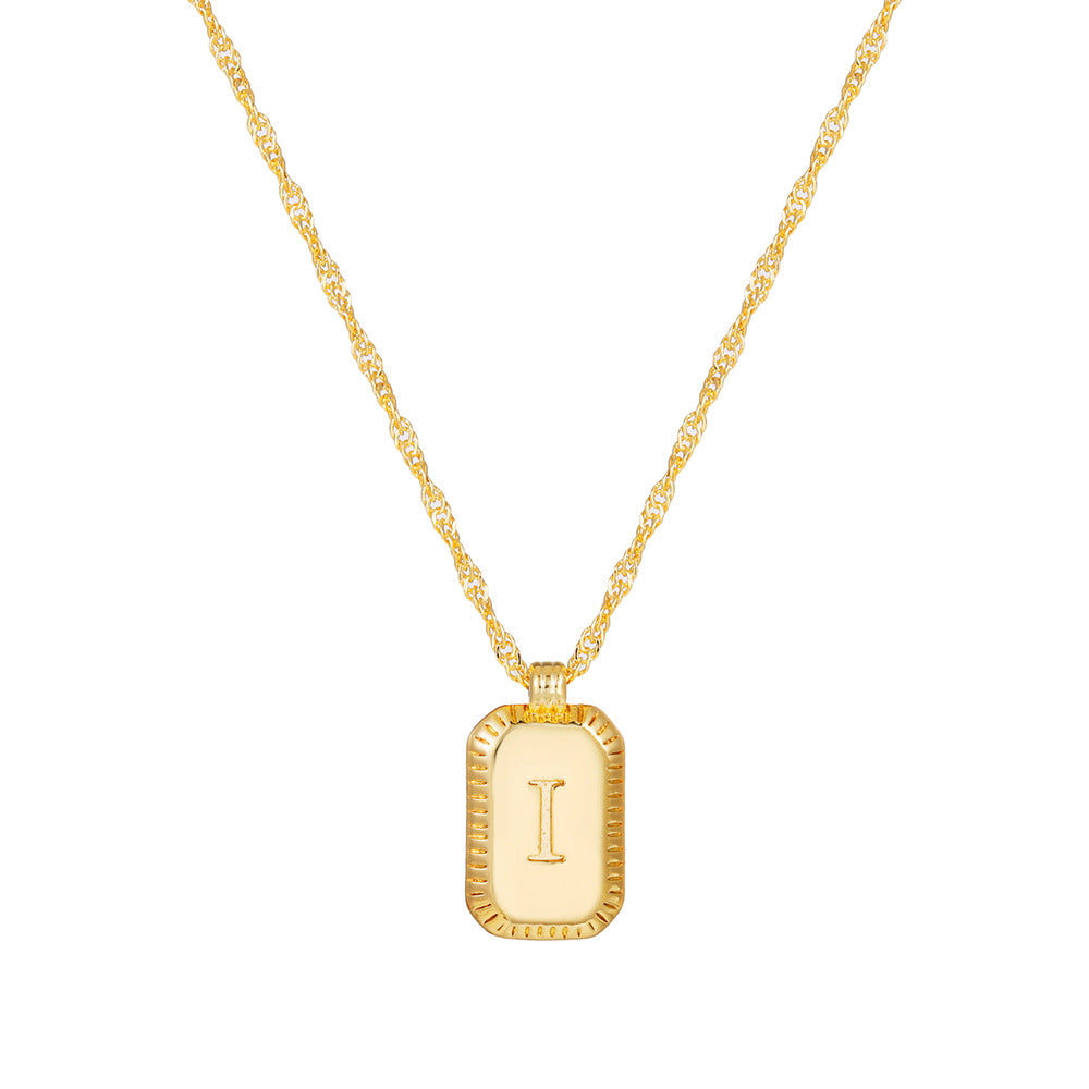 Sweet Gold Plated Brass Letter Geometric Titanium Steel Pendant Necklace for Women
