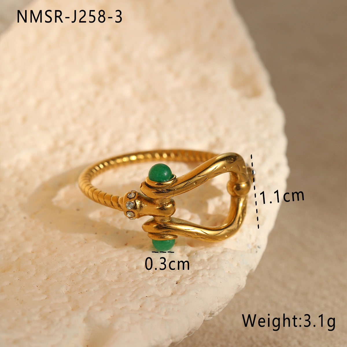 Anillo minimalista geométrico de acero inoxidable con baño de oro de 18 quilates para mujer, banda ajustable apilable
