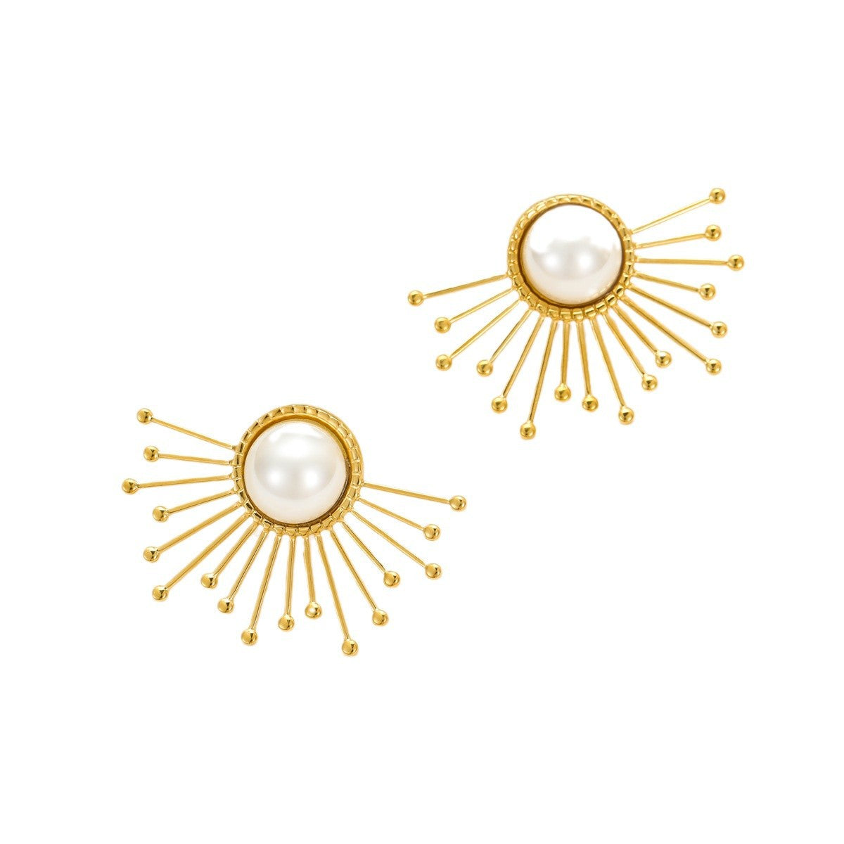 Orecchini in acciaio inossidabile a forma di girasole vintage con perle per donna