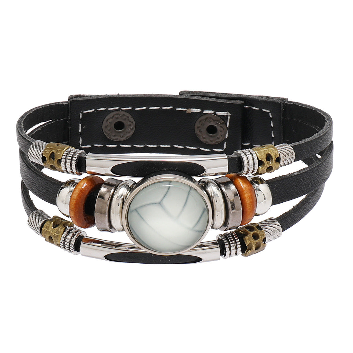 Geometric Leather Bracelet Unisex Sports Fan Gift