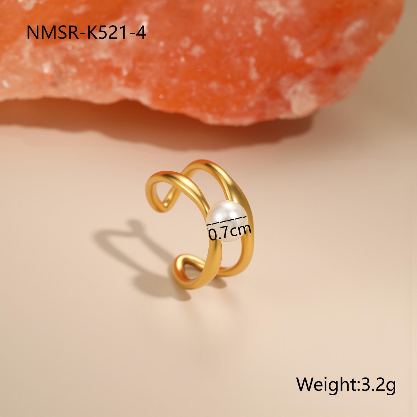 Anillo de acero inoxidable geométrico minimalista con acabado chapado, joyería de moda para mujer con banda abierta