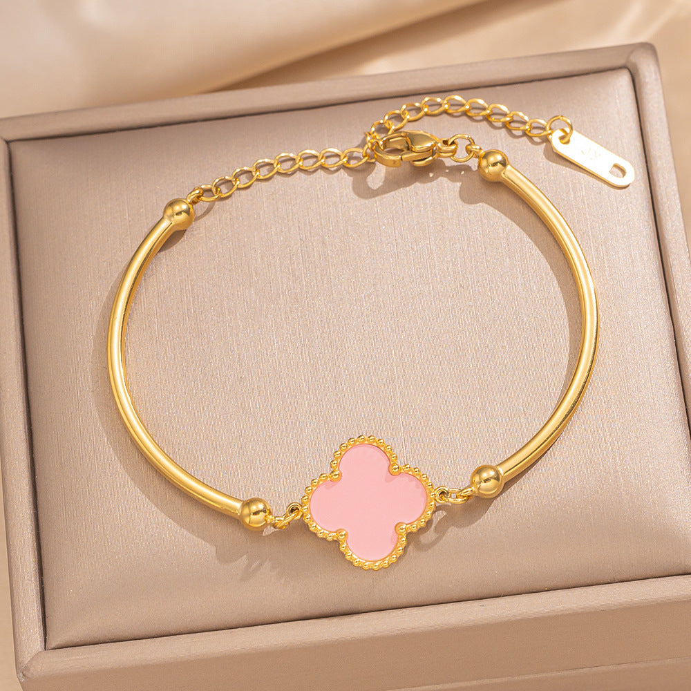 Minimalist Star-Shaped Titanium Steel Bracelet for Women with Electroplated Finish