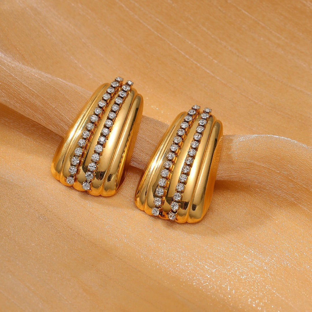 Orecchini a Cuore da Donna in Acciaio Inossidabile Stile Vintage con Placcatura in Oro 18K