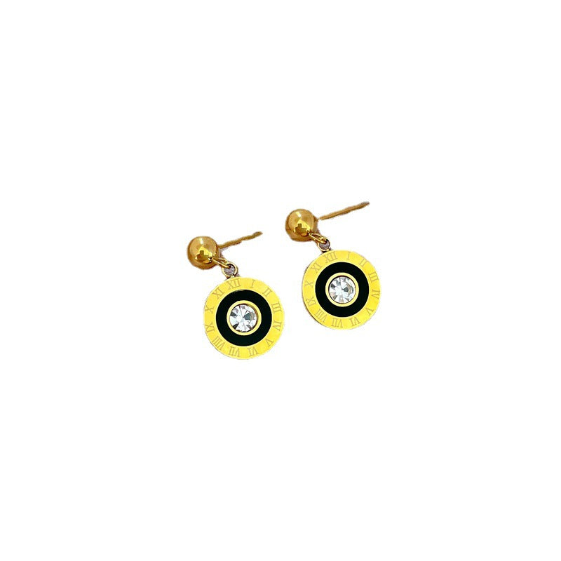 Minimalist Geometric Titanium Steel Earrings with Plated Finish for Women, Nature-Inspired Cosmic Design