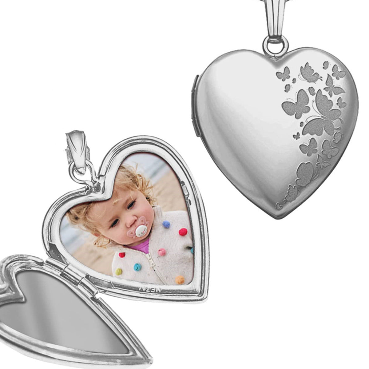 Natural Style Heart-Shaped Stainless Steel Pendant Necklace with Opening Photo Frame and Engraving Capability for Women