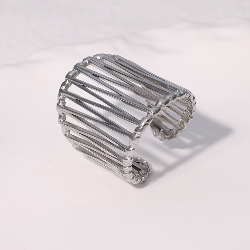 Light Luxury Geometric Open Ring 18K Gold Plated Stainless Steel Women's Fashion Jewelry