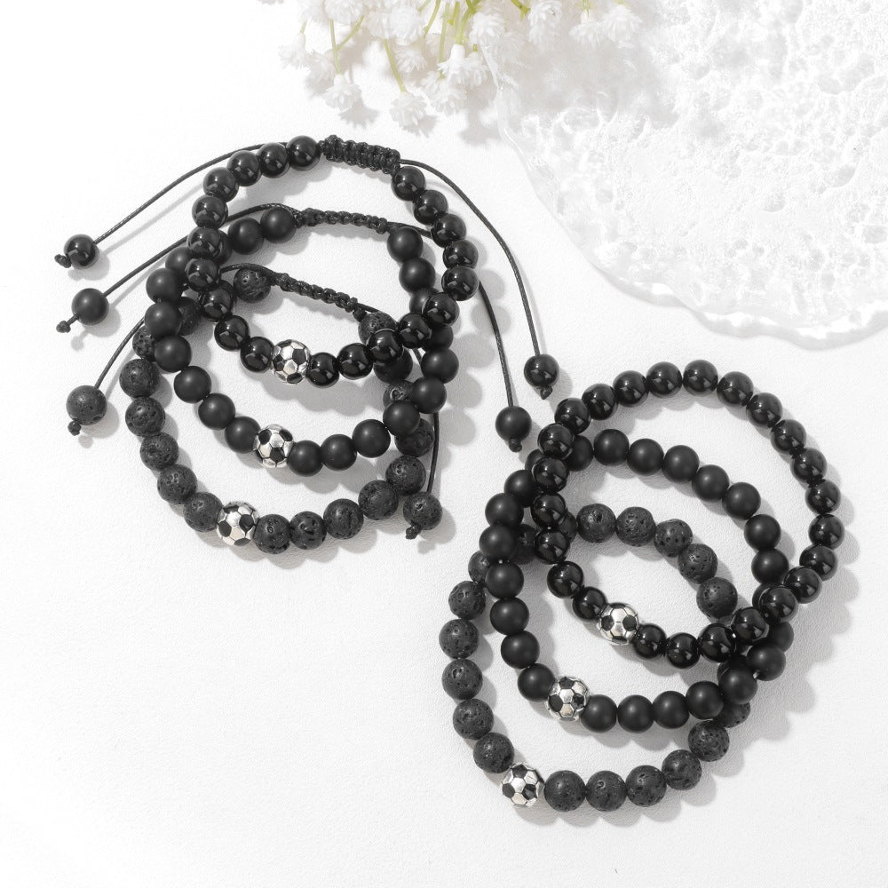 Minimalist Sporty Geometric Stone Bead Bracelet Unisex Friendship Handmade Jewelry