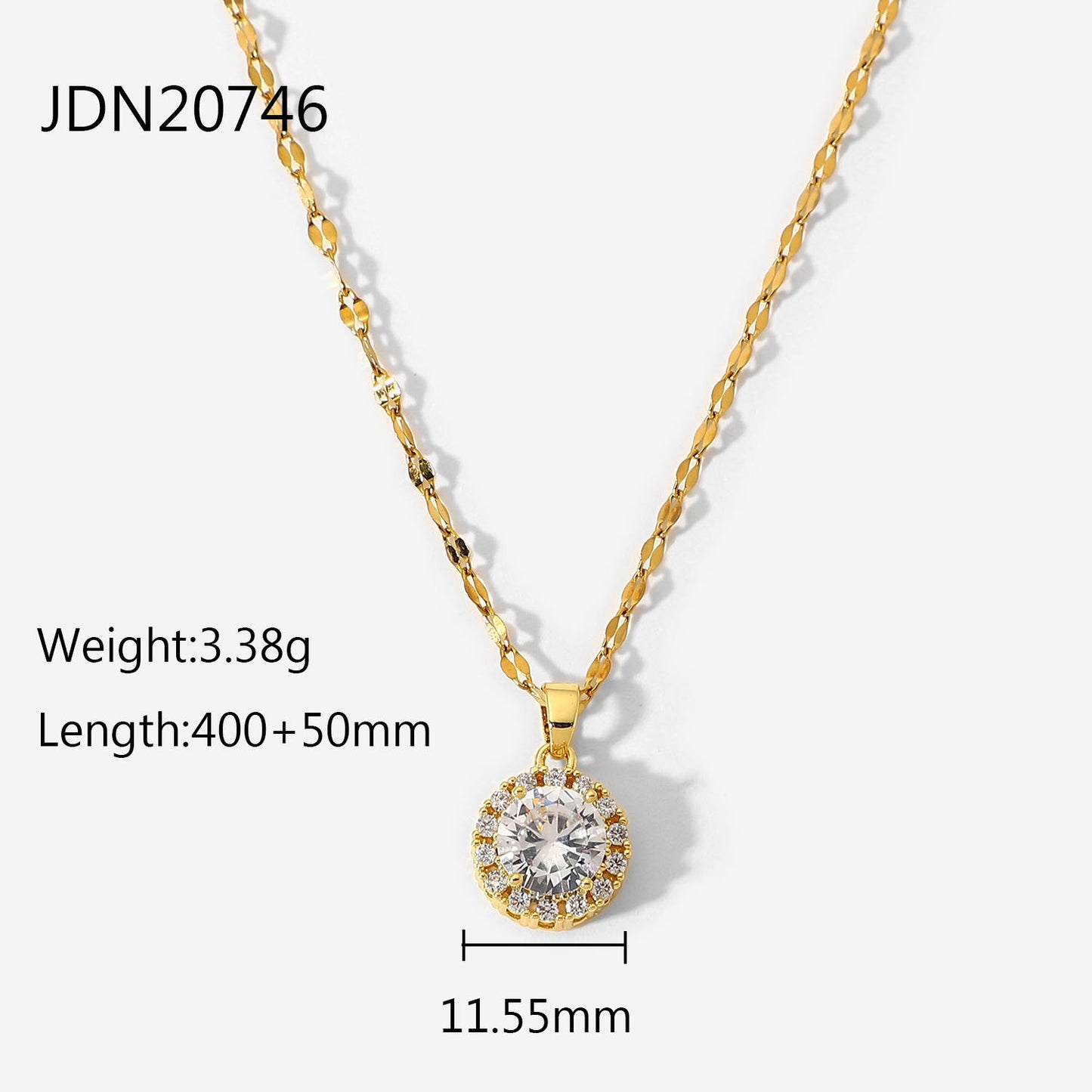 Trendy 18K Gold Plated Stainless Steel Necklace with Purple Square Zircon Pendant for Women