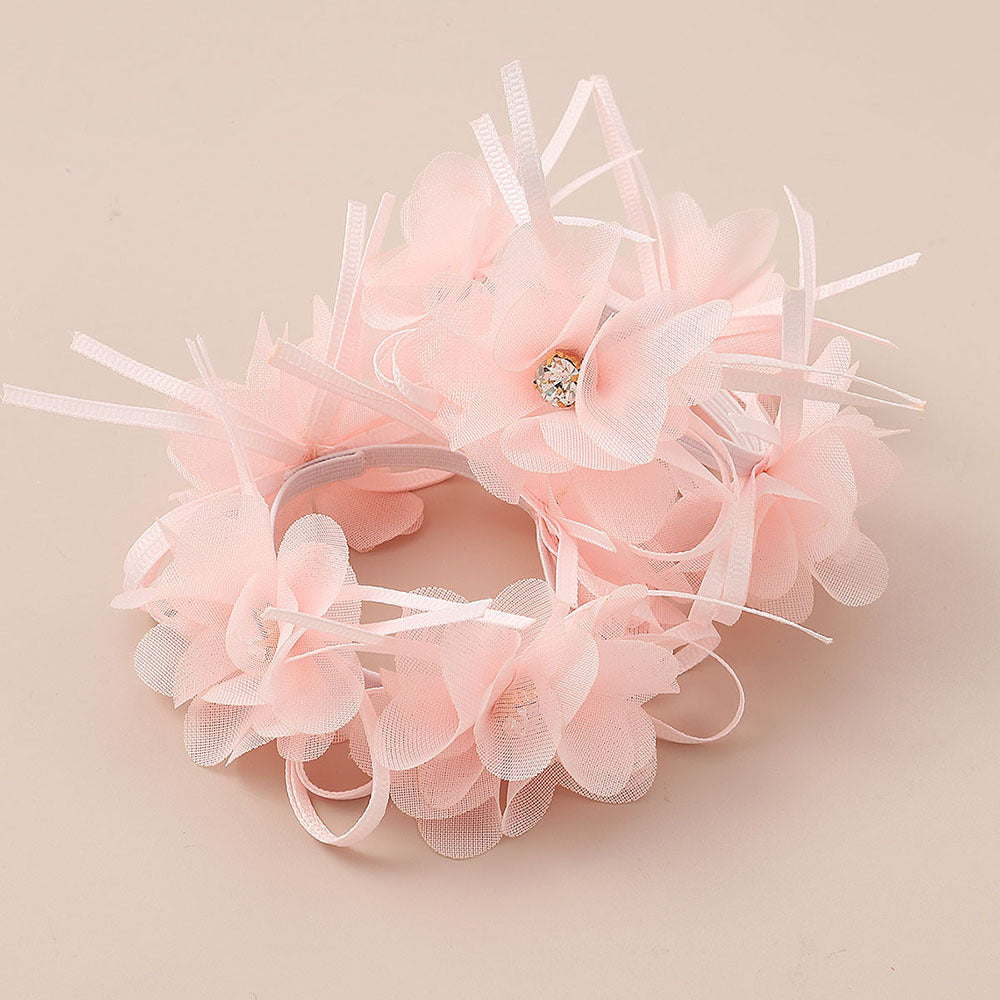 Sweet Children's Hair Tie with Bow Shape Fabric Hairband for Girls Princess Style Hair Accessory