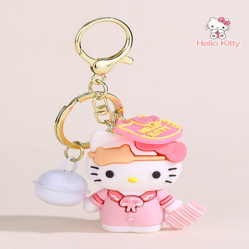 Portachiavi con gattino cartone animato Ciondolo in silicone con finitura placcata per borse e accessori