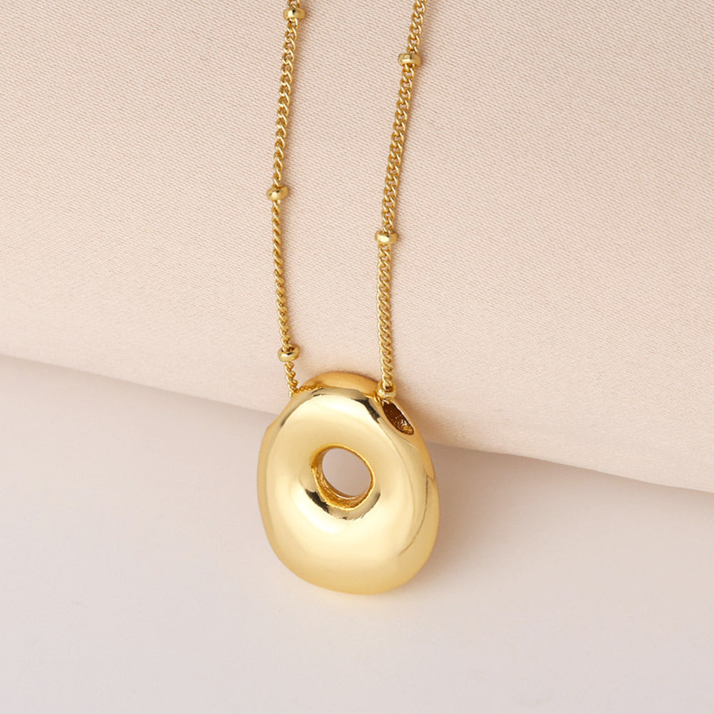Minimalist Gold Plated Brass Letter Pendant Necklace Cable Chain Unisex Jewelry