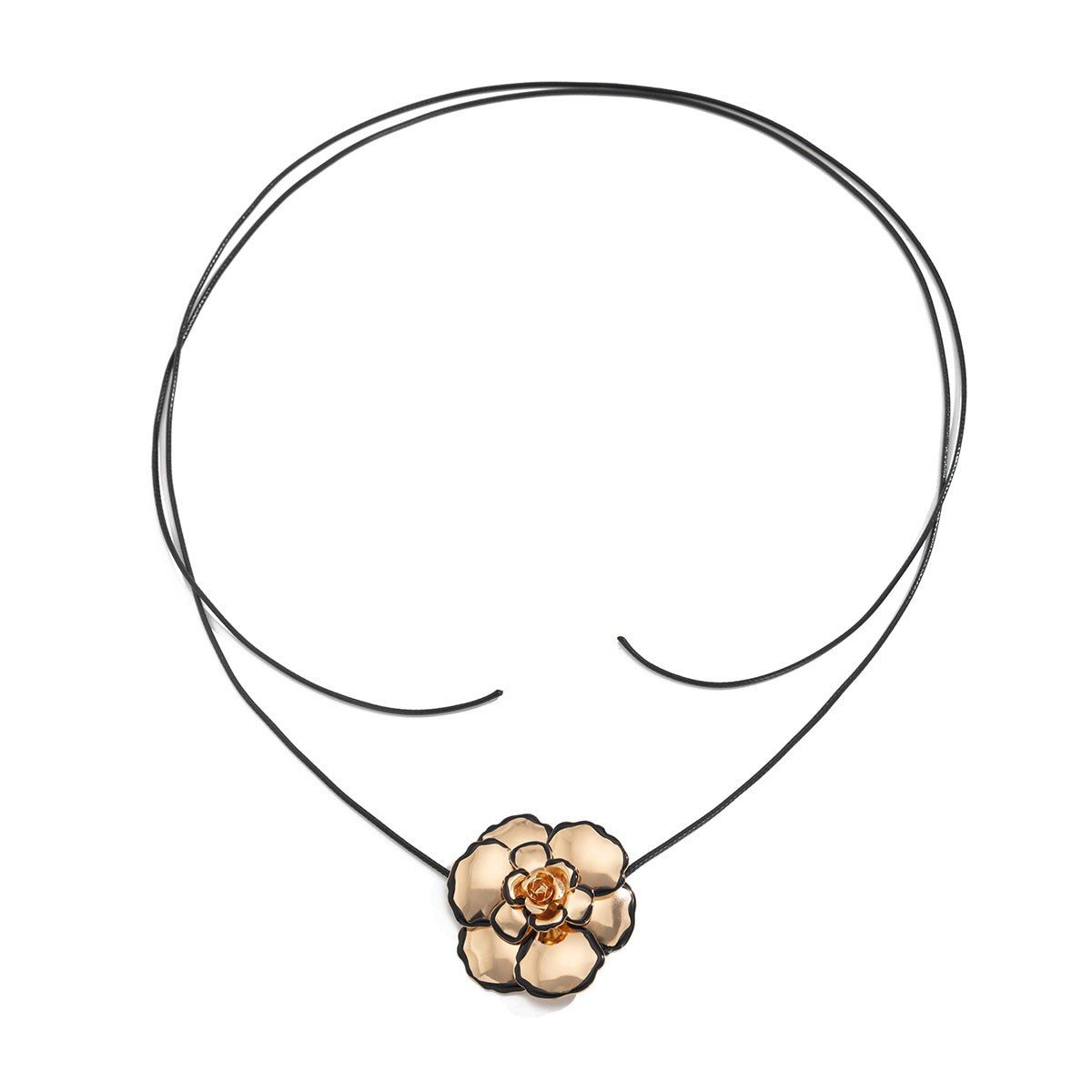 Luxury Elegant Floral Drip Oil Plated Iron Pendant Necklace for Women