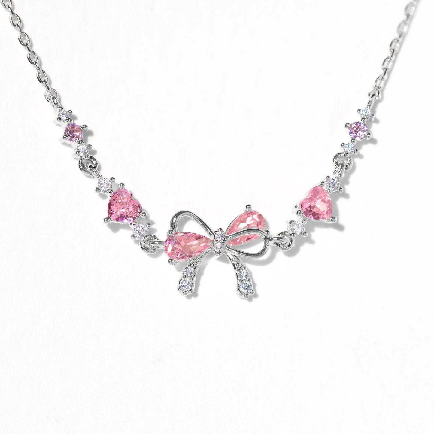 Sweet Heart Butterfly Bow Inlaid Cubic Zirconia Brass Bracelet for Women