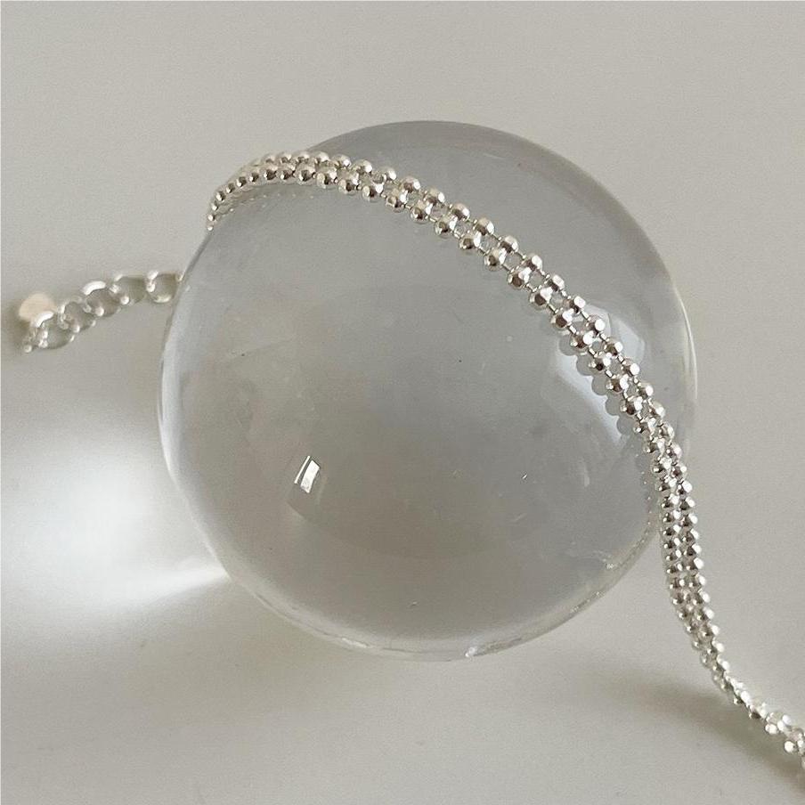 Bracciale con catena a sfera geometrica rotonda minimalista in argento sterling 925