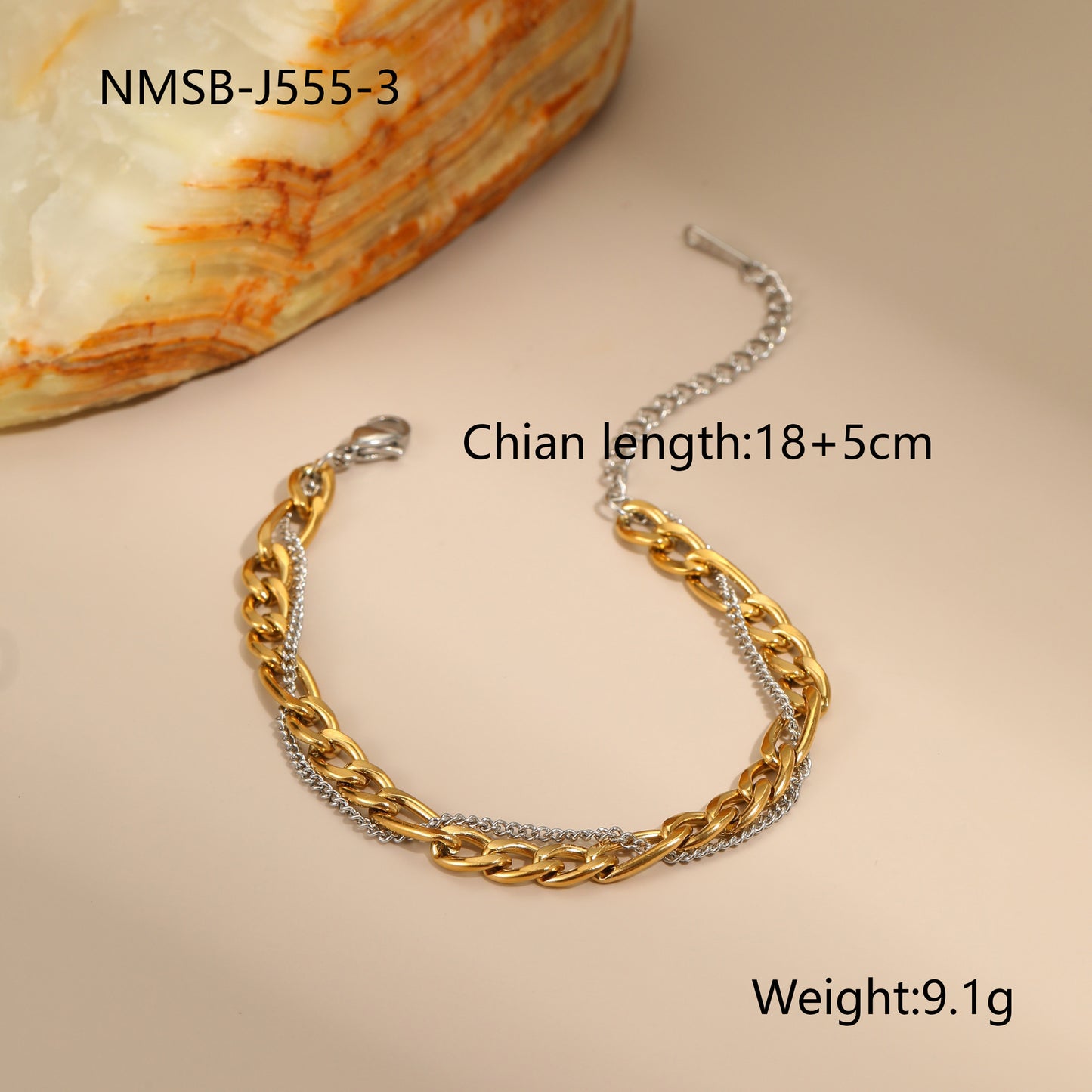 Collar de acero inoxidable con diseño geométrico y cadena chapada en oro y plata para mujer