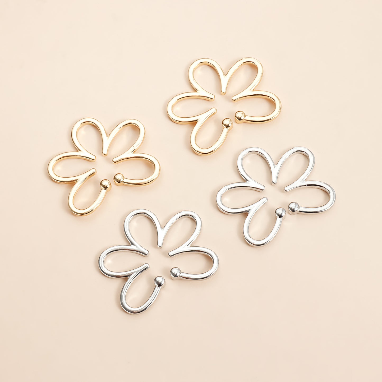 Vintage Elegant Floral Geometric Plated Alloy U-Shape Clip-On Earrings
