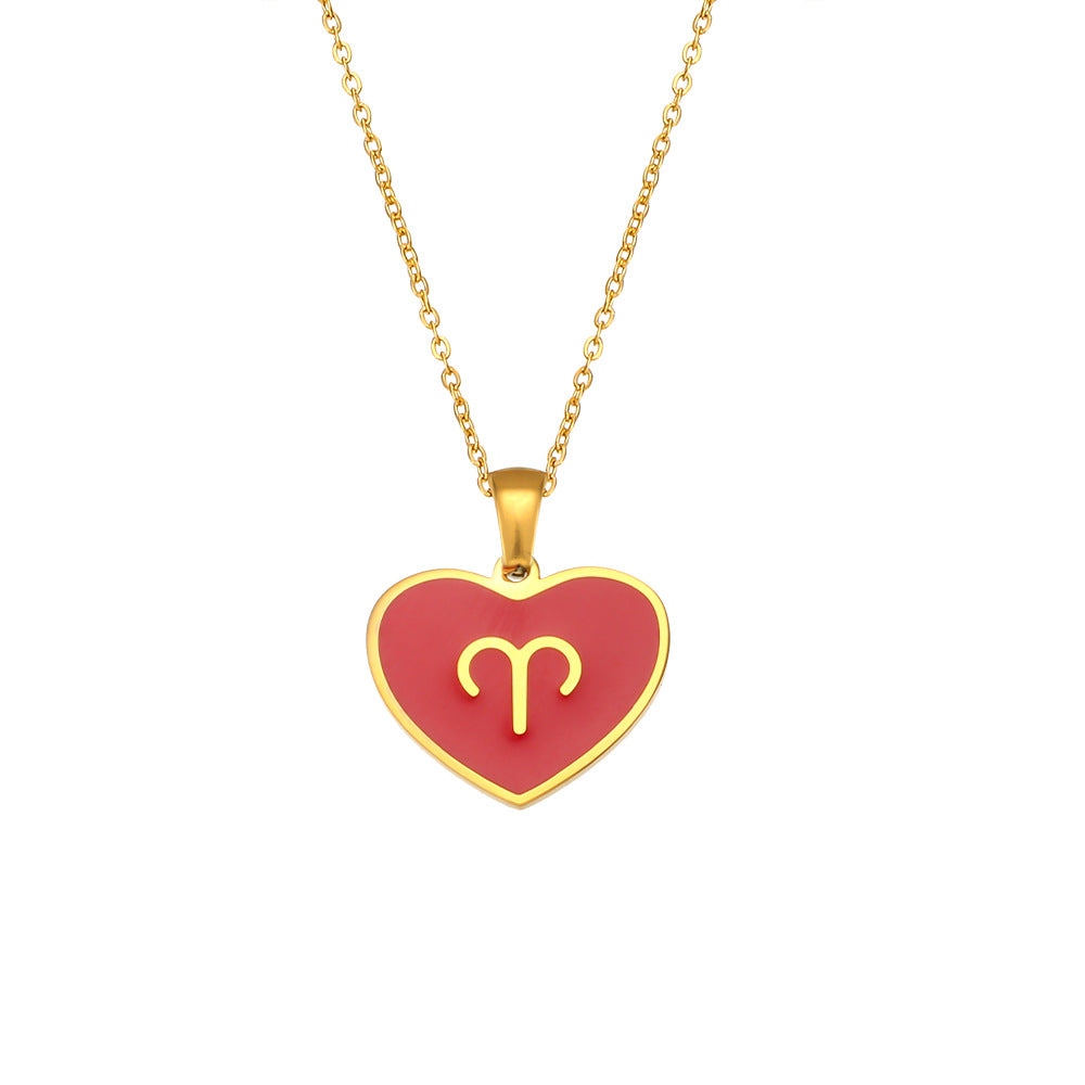 Collana Pendente Segno Zodiacale Minimalista da Donna in Acciaio Inossidabile con Finitura Smaltata
